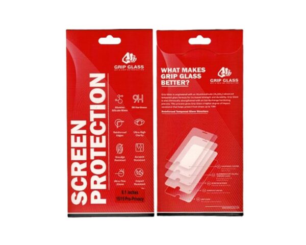 Grip Glass - Privacy Tempered Glass Screen Protector for iPhone 15 / 15 Pro / 16