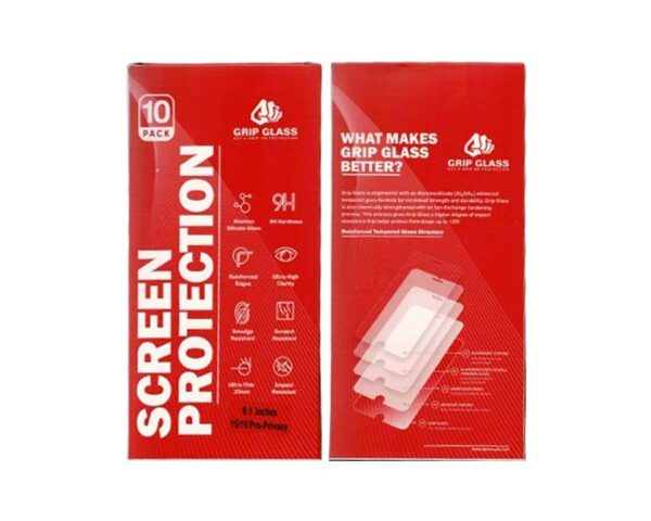 (10 Pack) Grip Glass - Privacy Tempered Glass Screen Protector for iPhone 15 / 15 Pro / 16